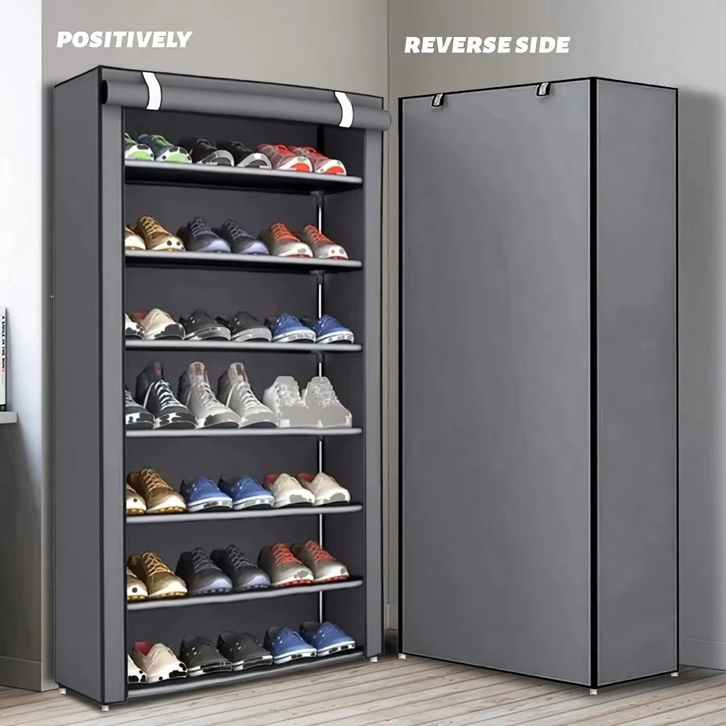 Black Multi-Functional 5/8/10-Tier Shoe Organizer - Durable Plastic Construction, Easy Assembly, Shoe Storage