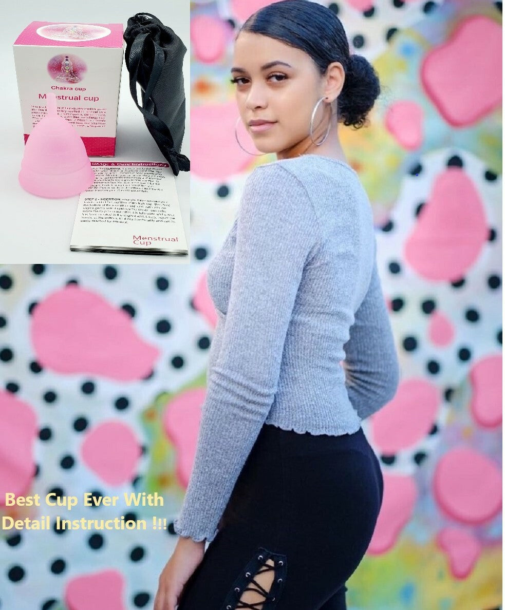 Menstrual Cup Reusable Period Cup-Pink- Size (L) Silicone Soft US Seller