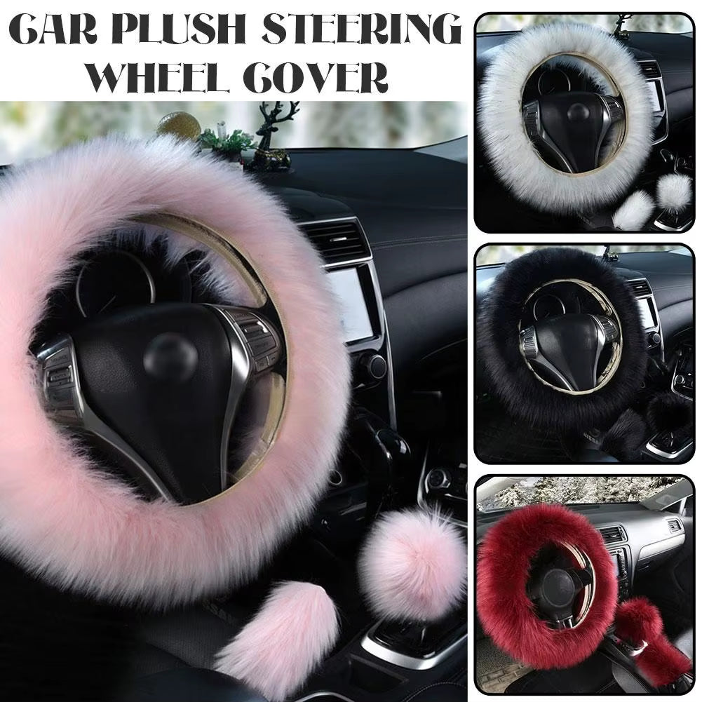 Fluffy Steering Wheel Covers Faux Wool Shaggy Car Steering Wheel Grips Car Plush Steering Wheel Cover Car Accessories