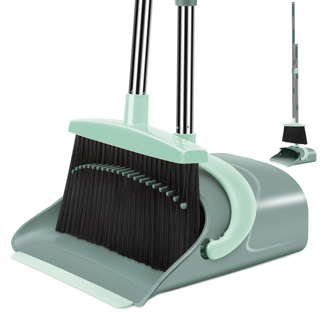 Broom and Dustpan Set for Home, Dust Pan with Long Handle, Broom with Dustpan