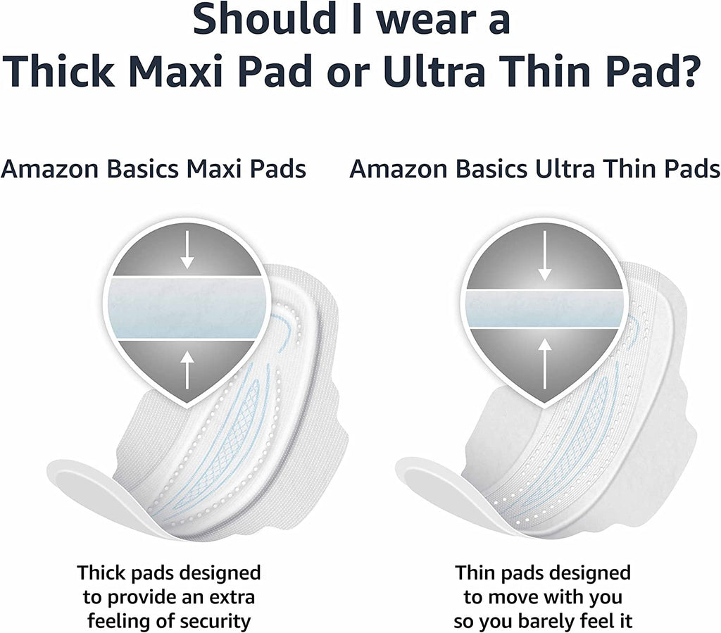 Thick Maxi Pads with Wings for Periods - Overnight Absorbency, Unscented, Size 4