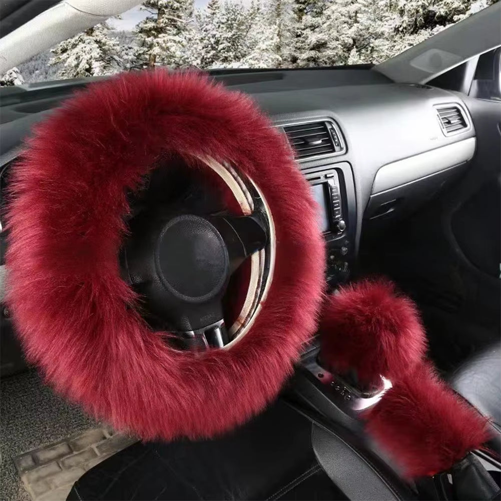 Fluffy Steering Wheel Covers Faux Wool Shaggy Car Steering Wheel Grips Car Plush Steering Wheel Cover Car Accessories