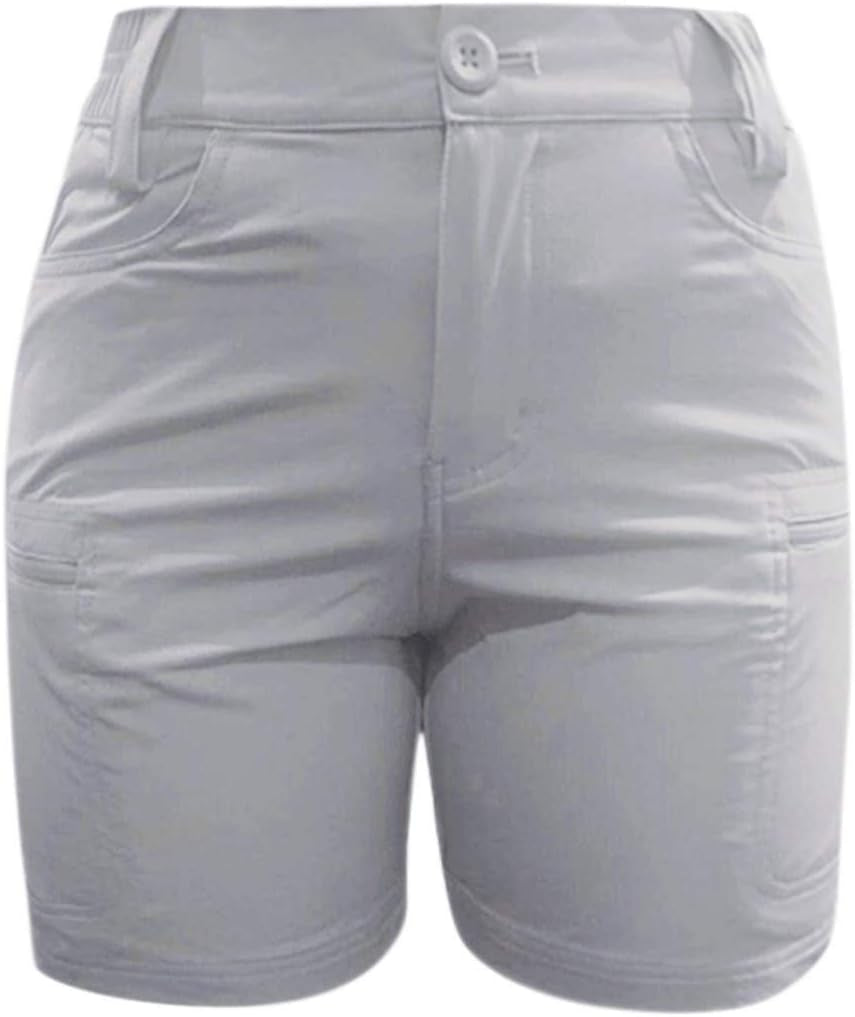 Women'S Hiking Cargo Shorts Stretch Golf Active Shorts Water Resistant Outdoor Summer Shorts with Pockets(Gray), Medium