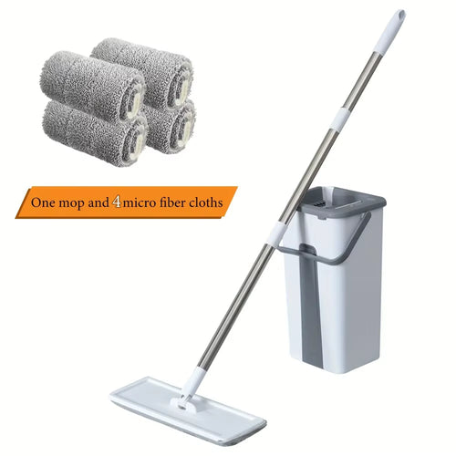 2/4Pcs Magic 360° Spin Mop with Bucket – Wet/Dry Flat Mop Cleaning Set for Kitchen, Bathroom & Home Floors
