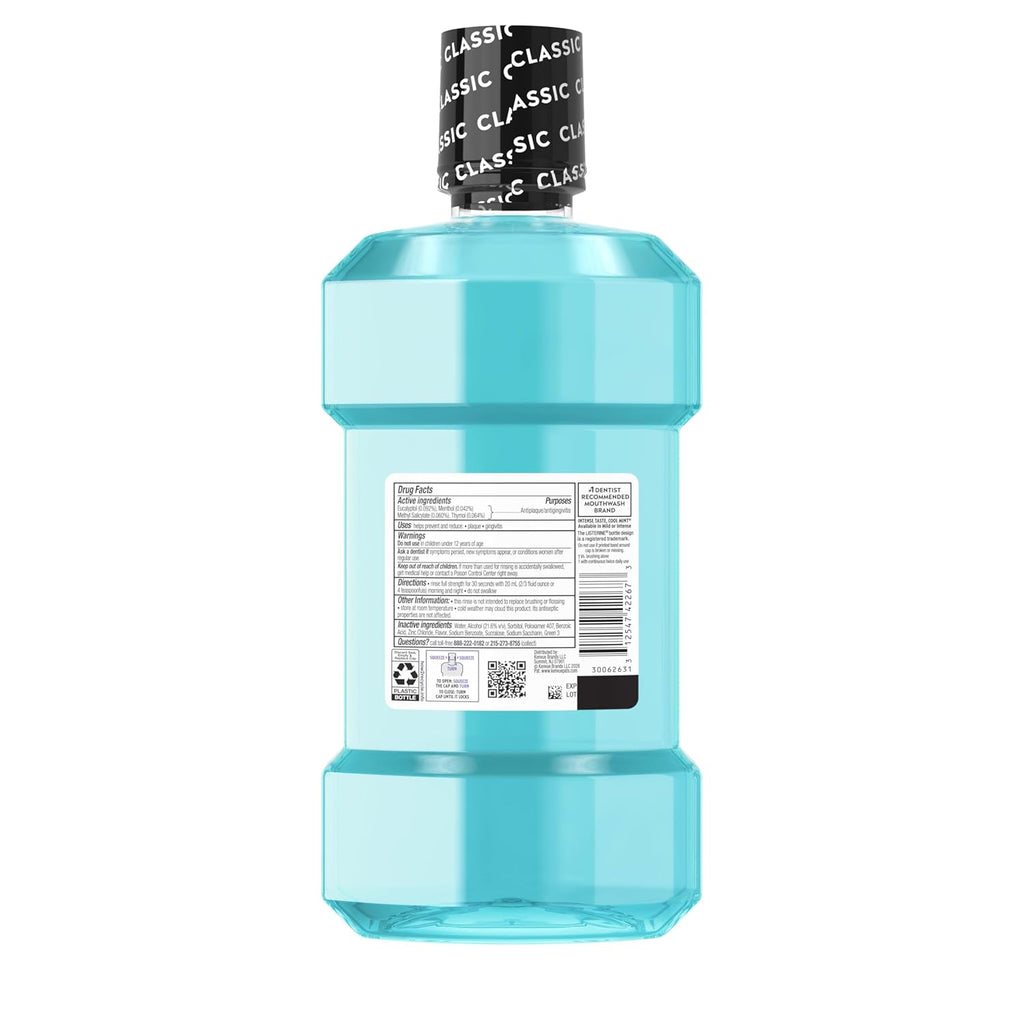 Ultraclean Intense Antiseptic Mouthwash + Whitening Protection*, Everfresh Technology to Help Fight Bad Breath, Gingivitis, & Plaque, Tartar Control Oral Rinse, Intense Mint, 1L