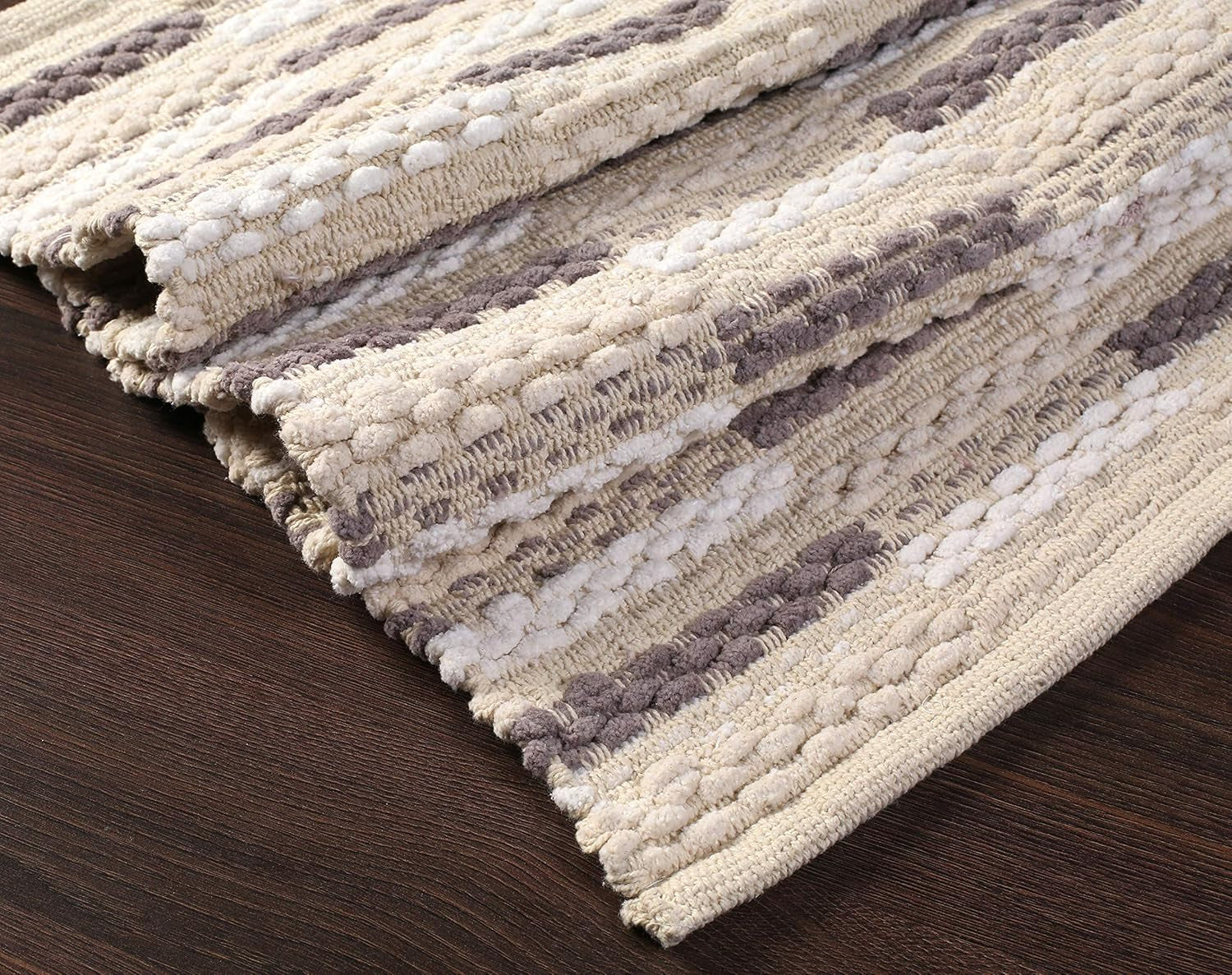 Woven Chain Stitch Rug 24X36 Inch - Charcoal Outdoor, Area Kitchen, Farmhouse Style, Bedroom & Living Room, Entryway, Boho, Absorbent Mat, Cotton Rug