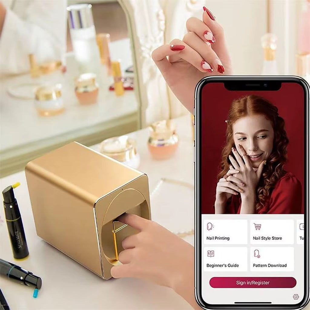 Nail Printer Machine,Intelligent 3D Nail Painting Machine,Portable 3D Automatic Smart Nail Machine Nail Printer,1000+ Designs