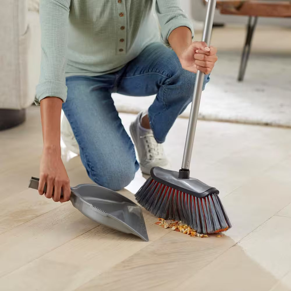 Smooth Sweep Indoor Angle Broom with Dustpan