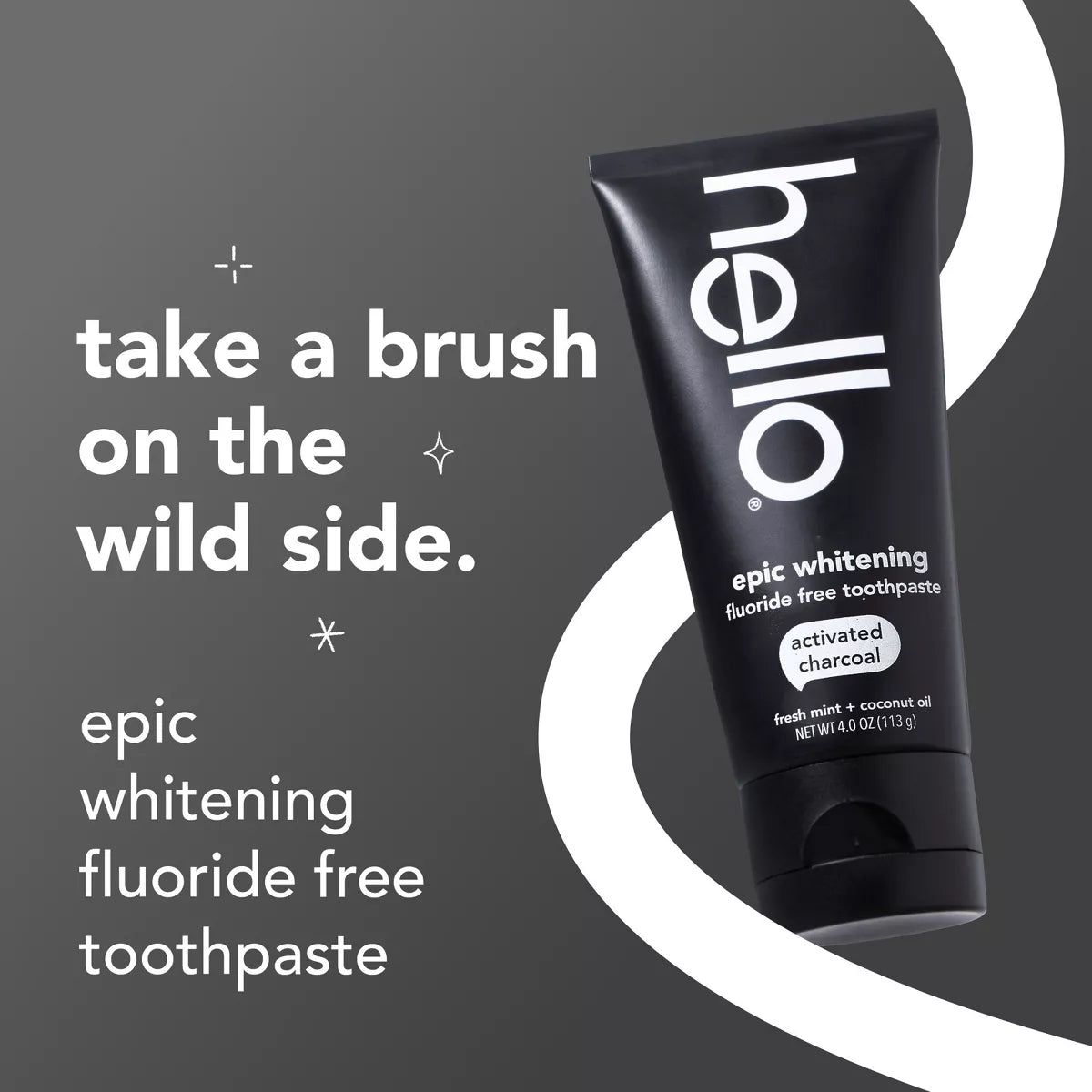Hello Charcoal Fluoride-Free Whitening Toothpaste - Fresh Mint - 4Oz
